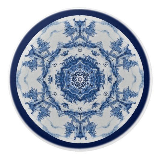 Delft Blue Design 02 From 1764 ~ Keramische Knop (Voorkant)