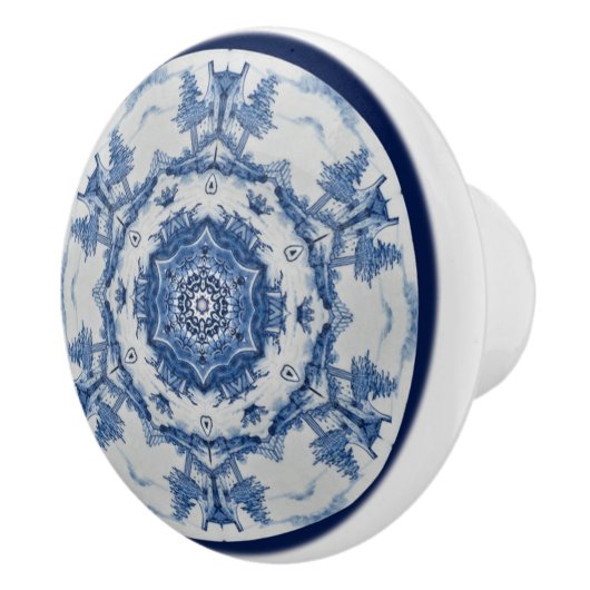 Delft Blue Design 02 From 1764 ~ Keramische Knop (Rechts)