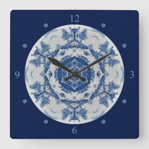 Delft Blue Design 02 van 1.764 ~ * ~ Vierkante Klok