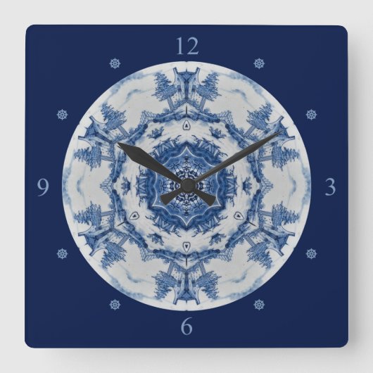 Delft Blue Design 02 van 1.764 ~ * ~ Vierkante Klok (Voorkant)