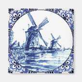 Delft Blue Double Windmill Magneet (Voorkant)