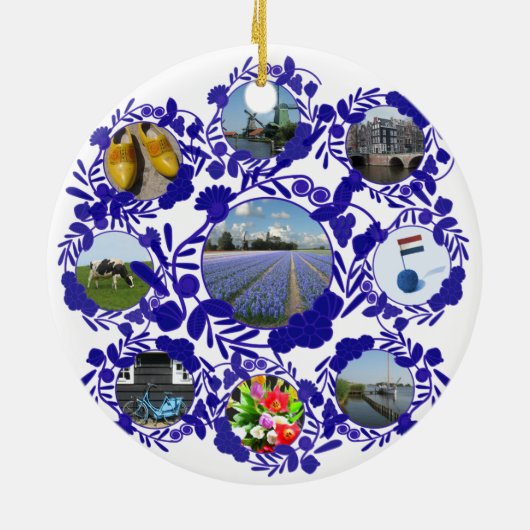Delft Blue Dutch Delftware Style Holland Keramisch Ornament (Achterkant)