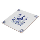 Delft Blue Dutch Style Bird Flowers Indigo Ceramic Tegeltje (Zijkant)