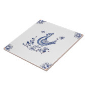 Delft Blue Dutch Style Bird Flowers Indigo Ceramic Tegeltje (Zijkant)