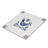 Delft Blue Dutch Style Bird Flowers Indigo Ceramic Tegeltje (Zijkant)