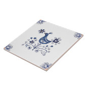 Delft Blue Dutch Style Bird Flowers Indigo Ceramic Tegeltje (Zijkant)