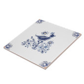 Delft Blue Dutch Style Bird Flowers Indigo Ceramic Tegeltje (Zijkant)