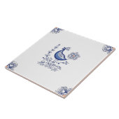 Delft Blue Dutch Style Bird Flowers Indigo Ceramic Tegeltje (Zijkant)