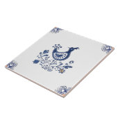 Delft Blue Dutch Style Bird Flowers Indigo Ceramic Tegeltje (Zijkant)