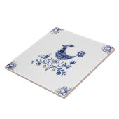 Delft Blue Dutch Style Bird Flowers Indigo Ceramic Tegeltje (Zijkant)