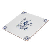 Delft Blue Dutch Style Bird Flowers Indigo Ceramic Tegeltje (Zijkant)