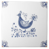 Delft Blue Dutch Style Bird Flowers Indigo Tegeltje (Voorkant)