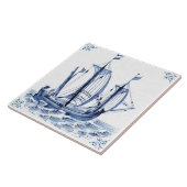 Delft Blue Dutch Style Frigate Schooner Sail Boat Tegeltje (Zijkant)