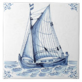 Delft Blue Dutch Style Frigate Schooner Sail Boat Tegeltje (Voorkant)