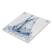 Delft Blue Dutch Style Frigate Schooner Sail Boat Tegeltje (Zijkant)