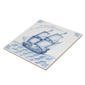 Delft Blue Dutch Style Frigate Schooner Sail Boat Tegeltje (Zijkant)