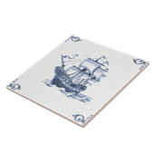 Delft Blue Dutch Style Frigate Schooner Sail Boat Tegeltje (Zijkant)