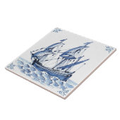 Delft Blue Dutch Style Frigate Schooner Sail Boat Tegeltje (Zijkant)