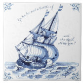 Delft Blue Dutch Style Frigate Schooner Sail Boat Tegeltje (Voorkant)