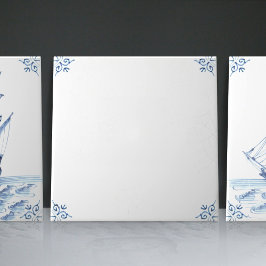 Delft Blue Dutch Style Frigate Schooner Sail Boat Tegeltje