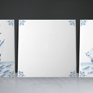 Delft Blue Dutch Style Frigate Schooner Sail Boat Tegeltje
