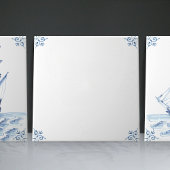 Delft Blue Dutch Style Frigate Schooner Sail Boat Tegeltje