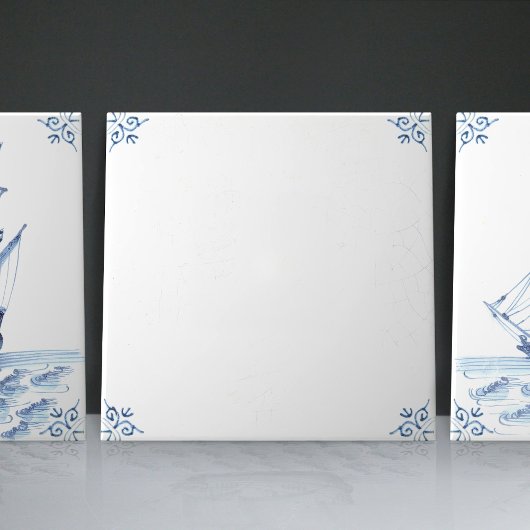 Delft Blue Dutch Style Frigate Schooner Sail Boat Tegeltje