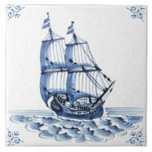 Delft Blue Dutch Style Frigate Schooner Sail Boat Tegeltje (Voorkant)