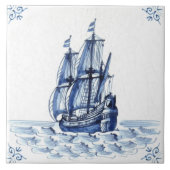 Delft Blue Dutch Style Frigate Schooner Sail Boat Tegeltje (Voorkant)