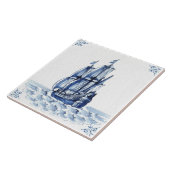Delft Blue Dutch Style Frigate Schooner Sail Boat Tegeltje (Zijkant)