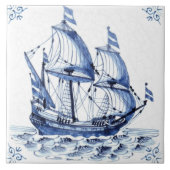 Delft Blue Dutch Style Frigate Schooner Sail Boat Tegeltje (Voorkant)