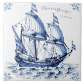 Delft Blue Dutch Style Frigate Schooner Sail Boat Tegeltje (Voorkant)