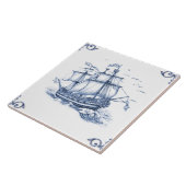 Delft Blue Dutch Style Frigate Schooner Sail Boat Tegeltje (Zijkant)