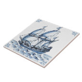 Delft Blue Dutch Style Frigate Schooner Sail Boat Tegeltje (Zijkant)