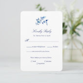 Delft Blue en White Floral Wedding Kaart (Staand voorkant)