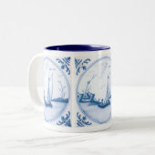 Delft Blue en White Sailboat Coffee Mok (Voorkant links)