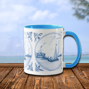 Delft Blue en White Sailboat Coffee Mok