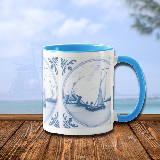Delft Blue en White Sailboat Coffee Mok