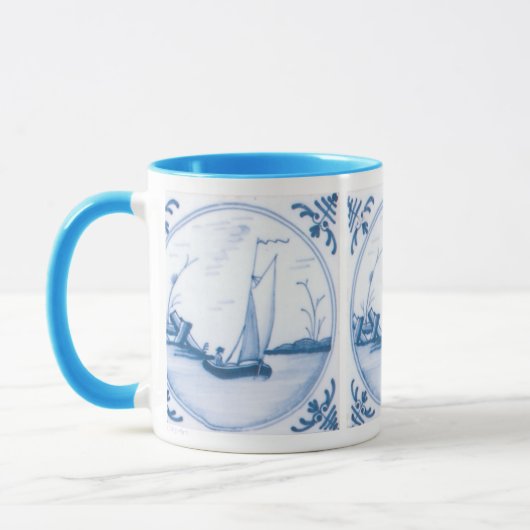 Delft Blue en White Sailboat Coffee Mok (Links)