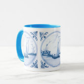 Delft Blue en White Sailboat Coffee Mok (Voorkant links)