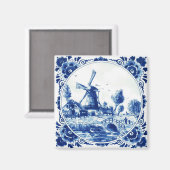 Delft Blue Farm and Windmill Painting Magneet (Voorkant / Achterkant)