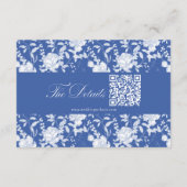 Delft Blue Floral Chinoiserie Monogram Wedding Informatiekaartje (Achterkant)