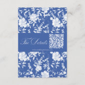 Delft Blue Floral Chinoiserie Monogram Wedding Informatiekaartje (Achterkant)