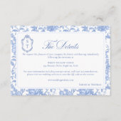 Delft Blue Floral Chinoiserie Monogram Wedding Informatiekaartje (Voorkant)