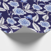 Delft Blue Floral Chinoiserie Porcelain Pattern Cadeaupapier (Hoek)