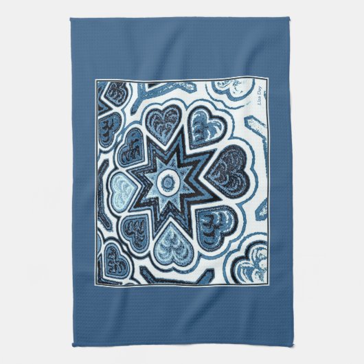 Delft Blue Hearts Kitchen Towel Theedoek (Verticaal)