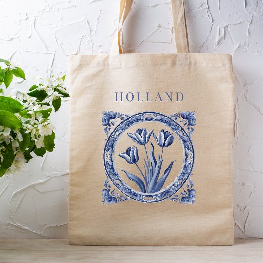 Delft Blue Holland Tulip  Tote Bag