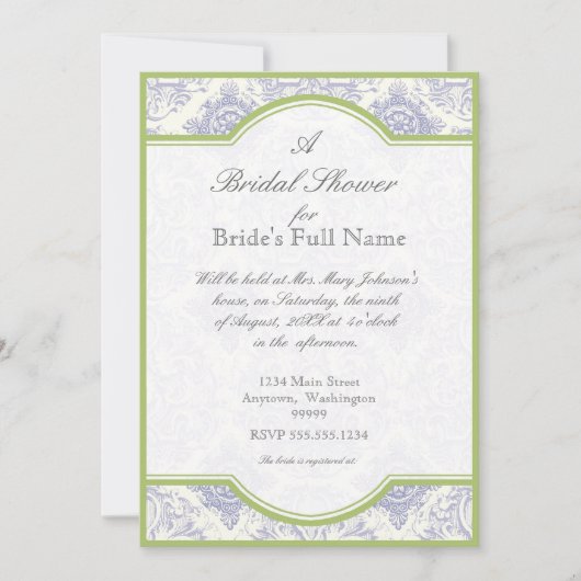 Delft Blue Iris Quatrefoil - Vrijgezellenfeest Inv Kaart (Voorkant)