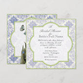 Delft Blue Iris Quatrefoil - Vrijgezellenfeest Inv Kaart (Voorkant / Achterkant)