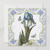 Delft Blue Iris Quatrefoil - Vrijgezellenfeest Inv Kaart (Achterkant)